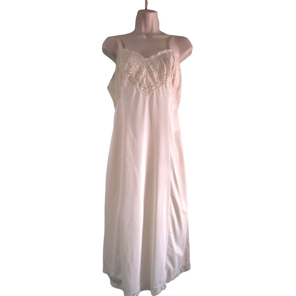 Vintage Wonder Maid Non Cling Full Slip Ivory Lined Lace Trim Sz 36  USA Made
